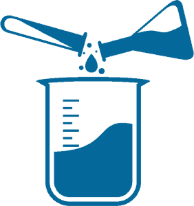 beaker and graduated cylinder pouring into bigger beaker